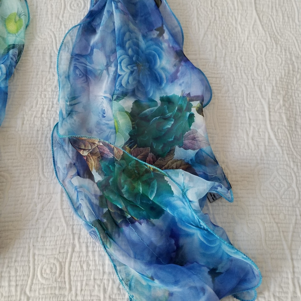 Basha Blue Polyester Ruffled Scarf - New - Picture 4 of 5